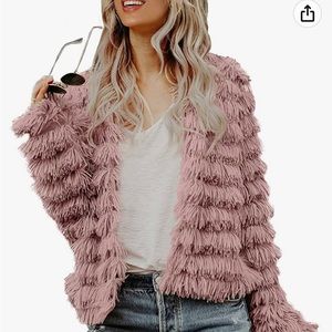 SYSEA Fluffy Pink Open Jacket in Pink - Large